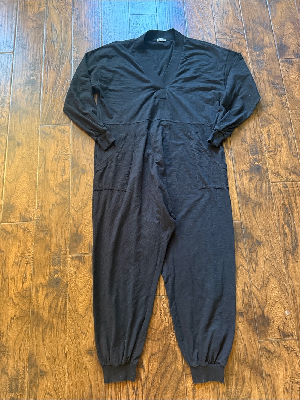 Free People Black Cotton Just Because V-Neck Onesie Jumpsuit, size small - Picture 7 of 13